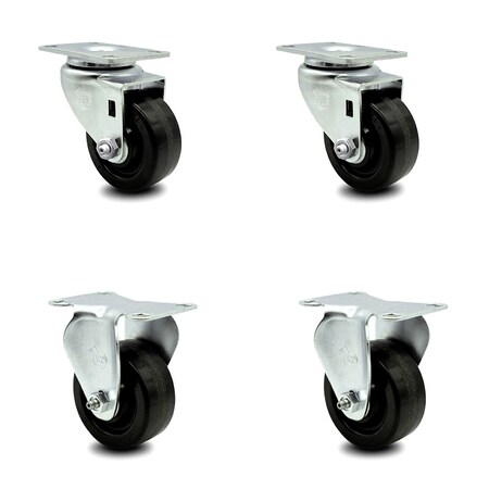 Service Caster 3.5 Inch Phenolic Wheel Swivel Top Plate Caster Set with 2 Rigid SCC-20S3514-PHR-2-R-2